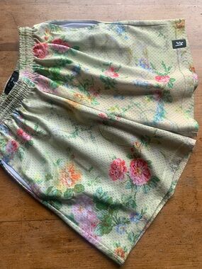LF Floral Mesh Athletic Shorts - Green with Pink